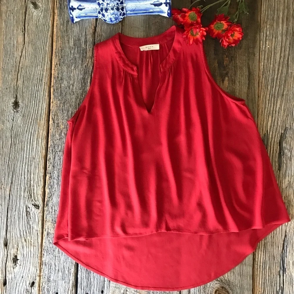 elodie Coral Orange High-Low Sleeveless Top Size Medium - Picture 7 of 9